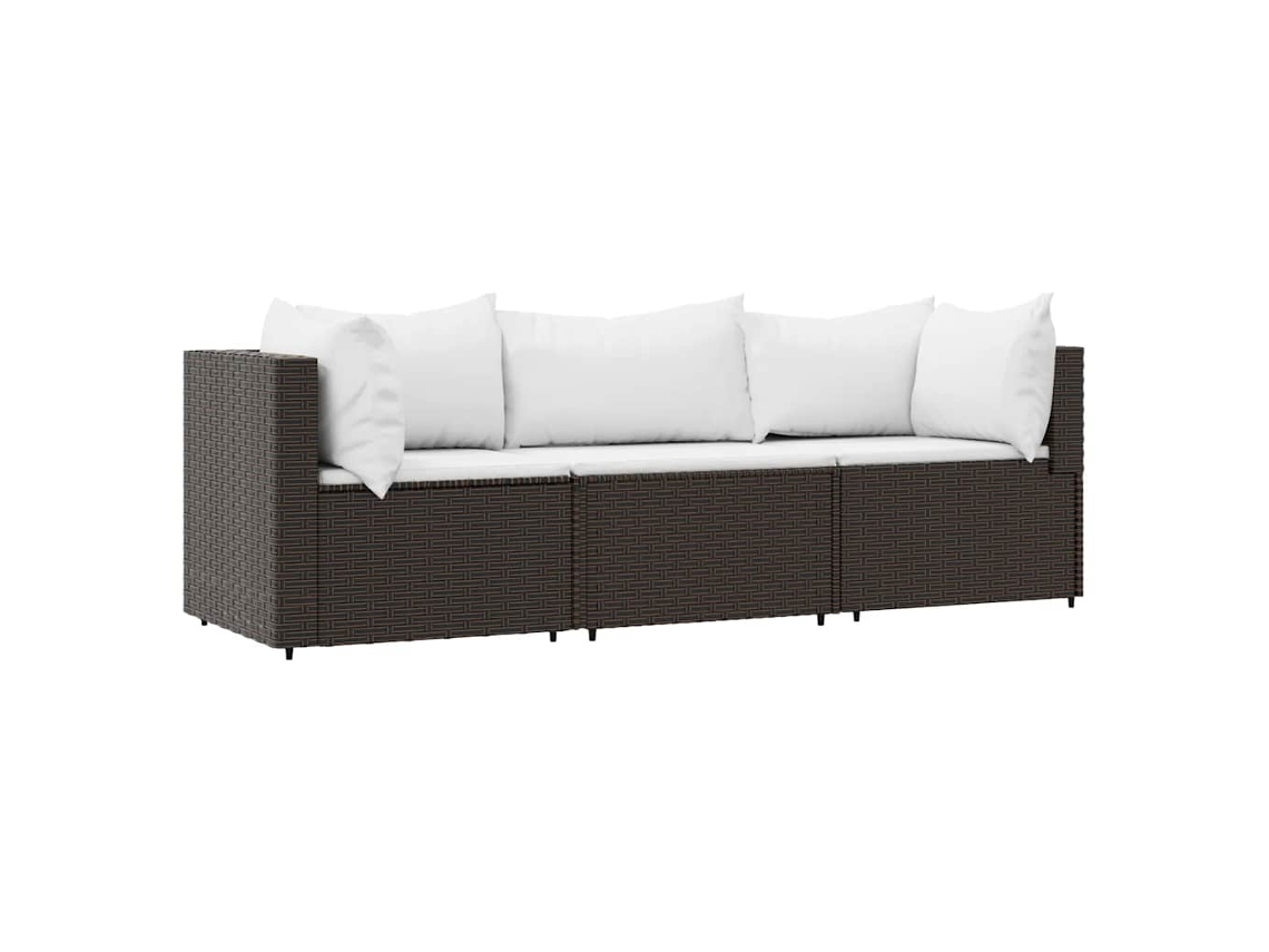 Maison Exclusive - Set Muebles De Jardín 3 Piezas Y Cojines Ratán Sintético Marrón