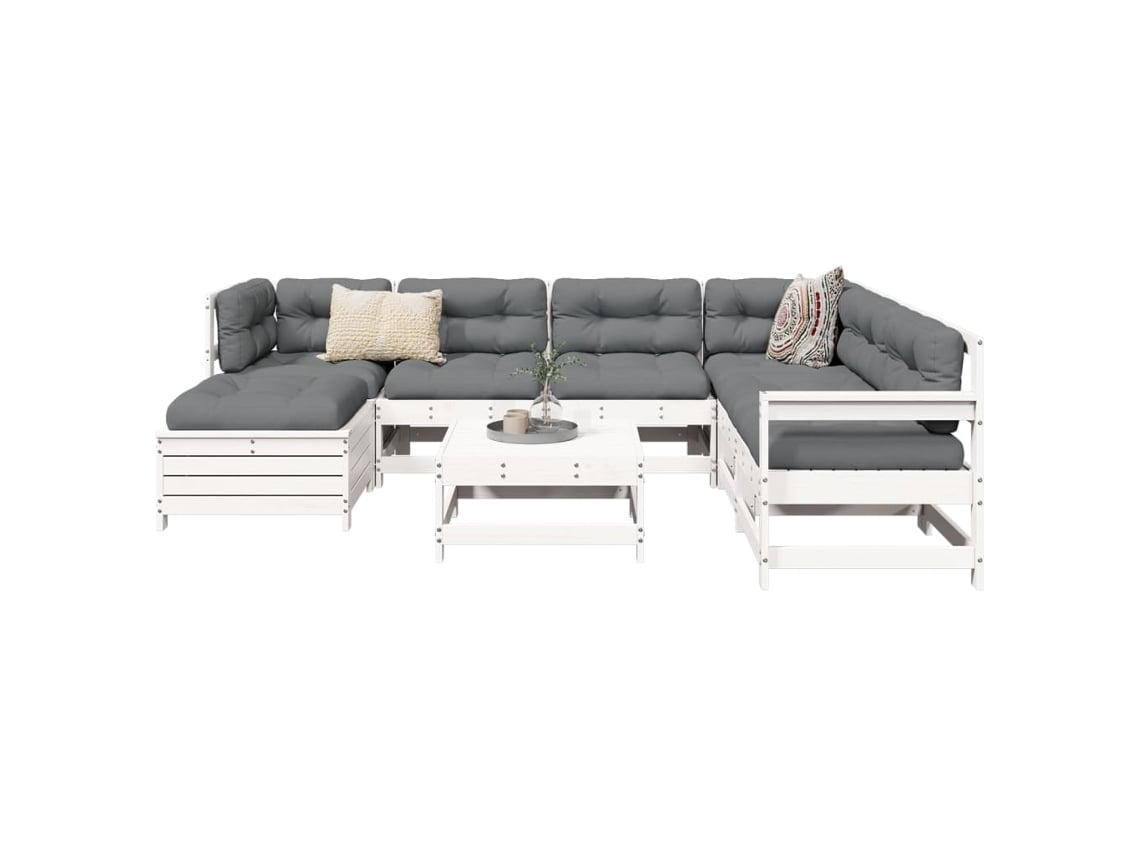 Pcs Conjunto Sofás De Jardim Pinho Maciço Branco Dkd Home Decor