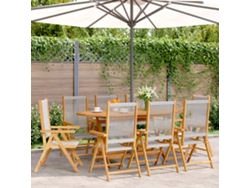 Sillas de jardín reclinables DKD Home Decor de 8 piezas en acacia maciza gris