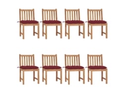 Sillas de jardín DKD Home Decor de 8 piezas con cojines, madera maciza de teca