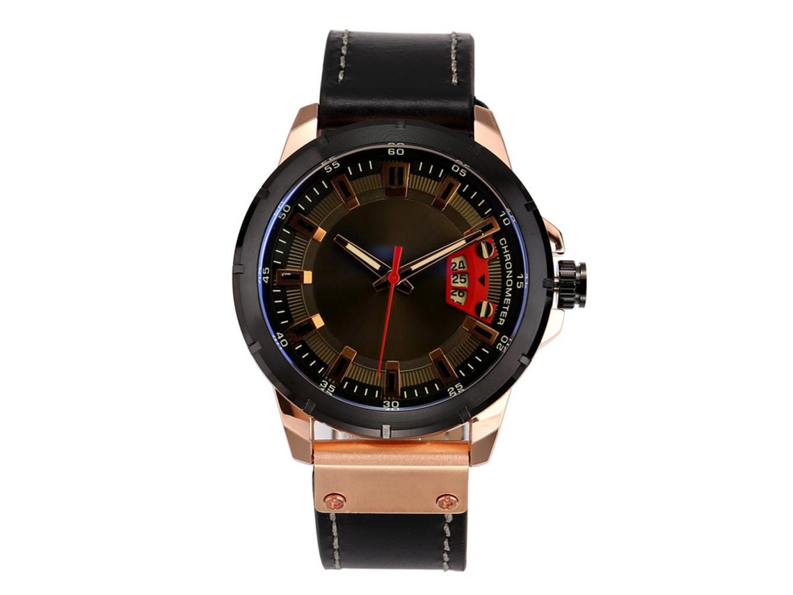 Reloj De Pulsera Hombre Curren Moda Cuarzo Correa Cuero Impermeable