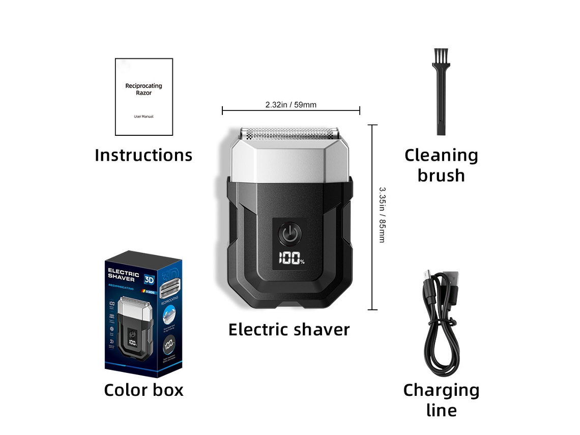 Afeitadora Eléctrica Lavable Para Hombre (negra), Carga Rápida.