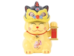 Gato De La Suerte, Cabeza Que Se Mueve, Panel Solar Decorativo Para Coche, Amarillo, 8x4,5 Cm