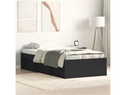 Estructura De Cama Individual Sin Colchón Negro 75x190 Cm