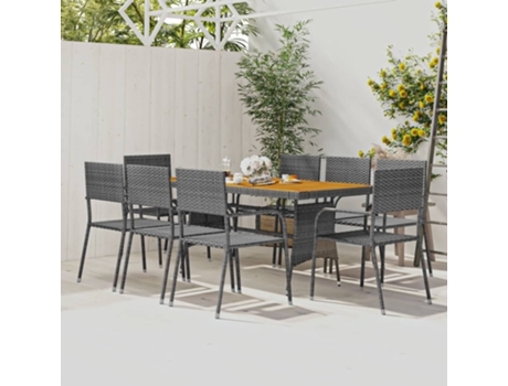 Conjunto 9 de comedor de jardín VIDAXL ratán sintético gris