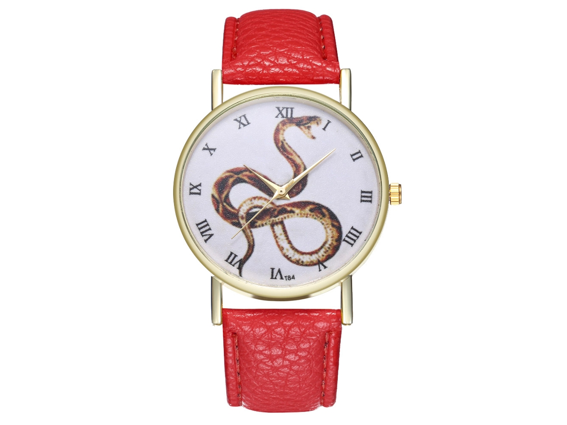Reloj De Muñeca Analógico De Cuarzo Con Diseño De Animales Moda Dial Redondo (rojo)