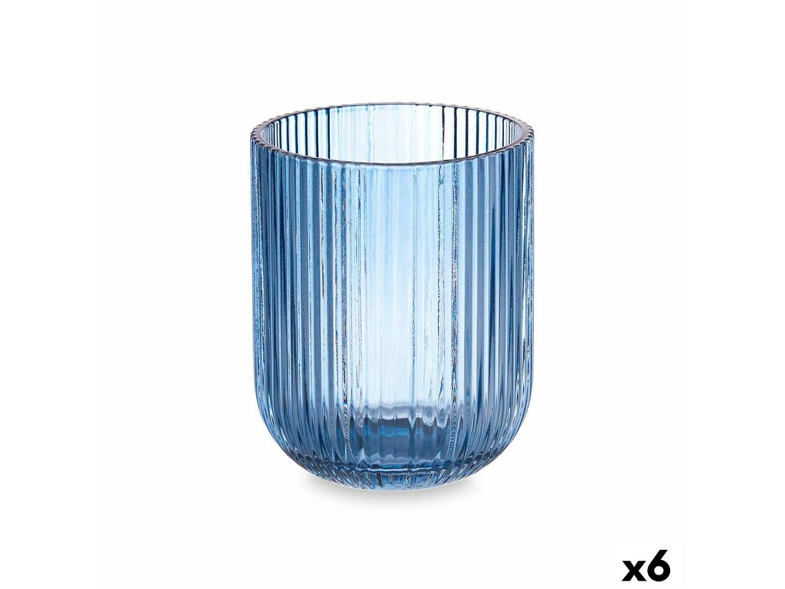 Vaso Rayas Azul Cristal 270 ml (6 Unidades)