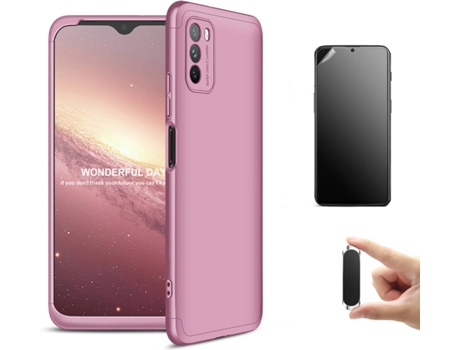 Kit Carcasa, Protector y Soporte Xiaomi Redmi 9T Ultimatte Slim Armor 360º Rosa