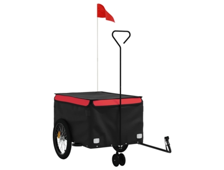 Remolque para bicicleta hierro VIDAXL negro y rojo (45 kg)