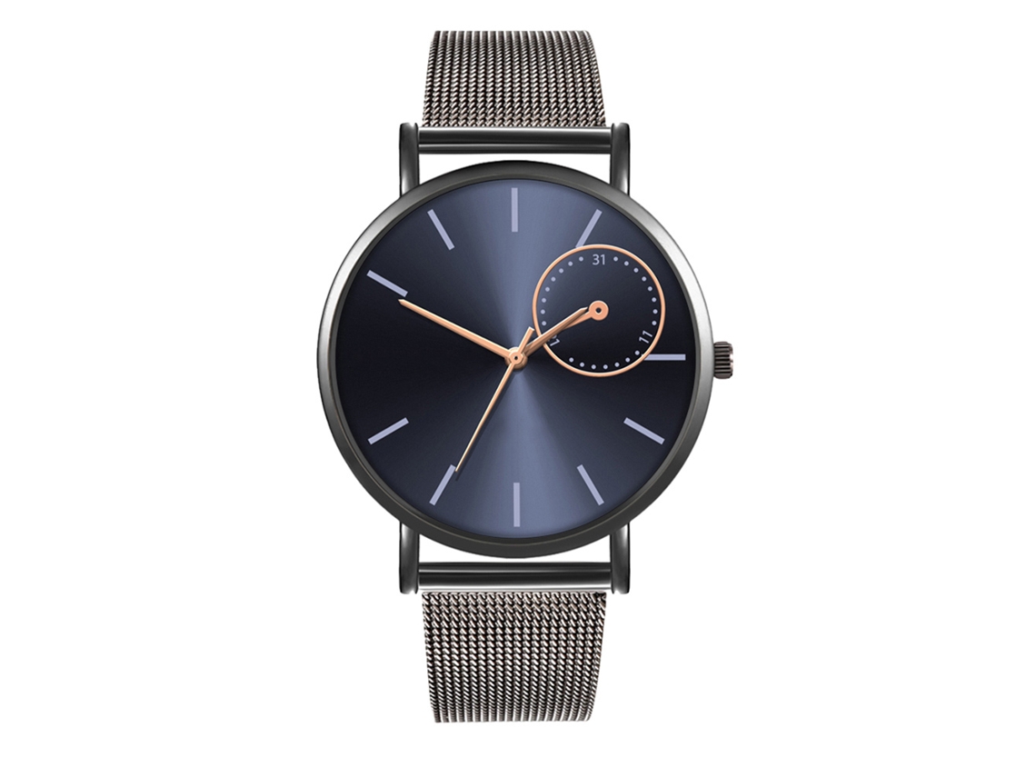 Reloj de moda para parejas con correa Malla, esfera redonda, Cuarzo Unisex