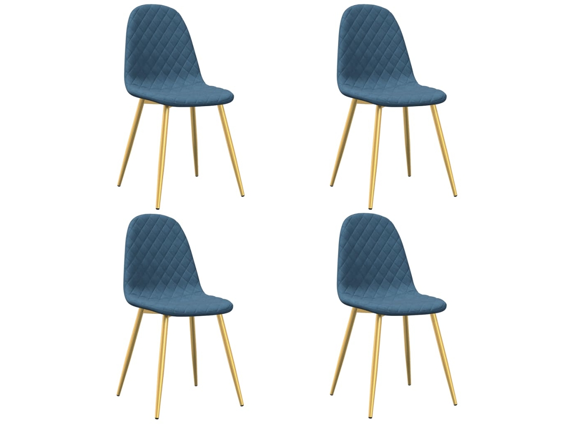 Conjunto 4 Cadeira de jantar VIDAXL Blue Veludo (45x53.5x87 cm)