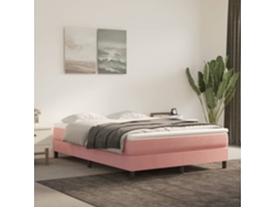 Estructura De Cama Sin Colchón Terciopelo Rosa 140x190 Cm