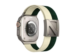 Bracelete Para Apple Watch 46/49/45/44mm - Nylon Bicolor Com Fecho Magnético Em Formato Z Verde-claro