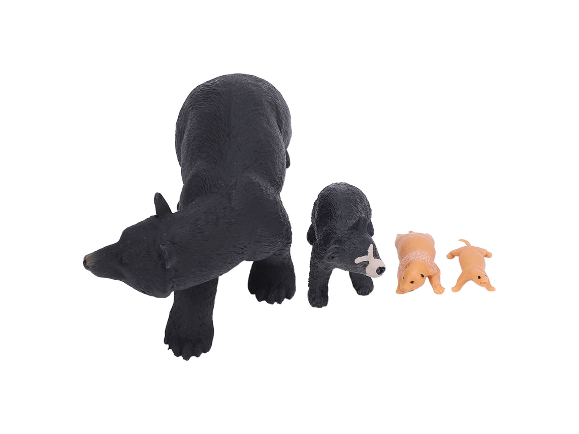 Conjunto de figuras do ciclo de vida do urso preto Rebe - Brinquedo educativo para aprendizado e decoração.