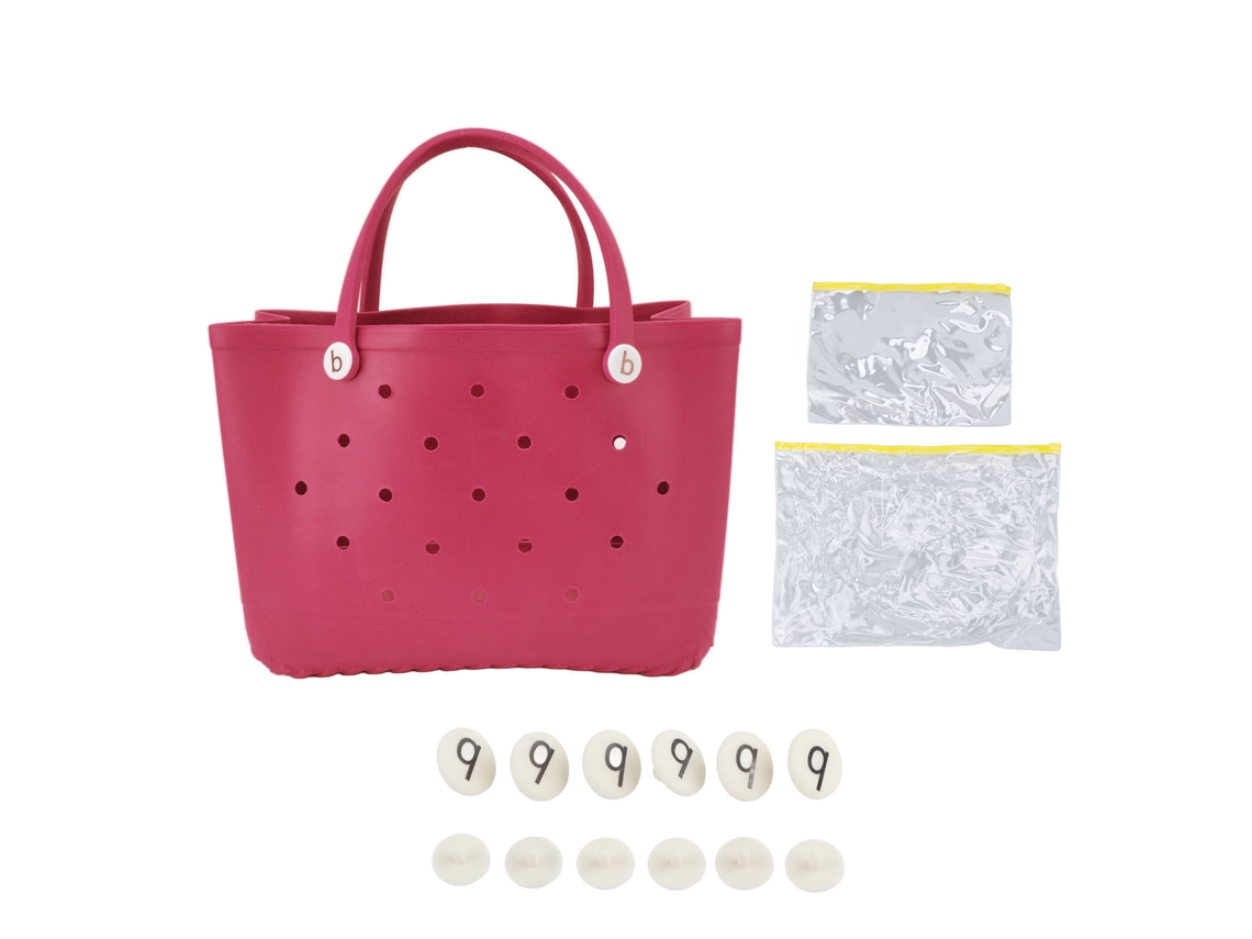 Bolso De Playa Grande, De Material Eva Seguro Y Duradero, Multiusos, Diseño Con Orificio Redondo, Rojo Y Rosa.