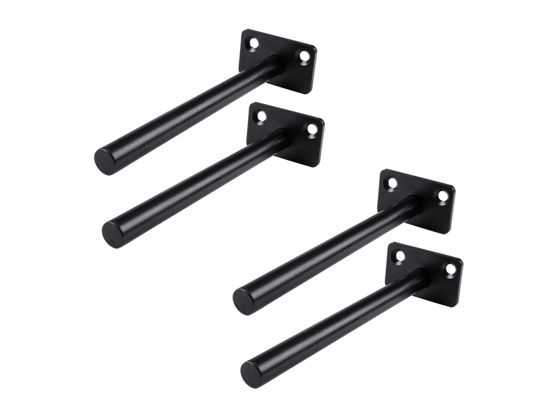 2026-4 Piezas Soporte De Estante Flotante Oculto Redondo De Pared Invisible Montaje Fijo Negro 150mm 2 Agujeros