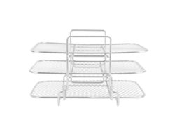 Rejilla apilable de acero inoxidable de 3 niveles para freidora, ideal para cocinar y deshidratar alimentos | Sin marca
