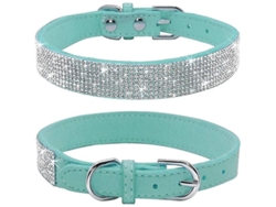 2026-collar De Perro Con Piedras Rhinestone, Cuero Suave De Gamuza, Ajustable Con Hebilla, Para Perros Y Gatos, Talla Xs, Negro