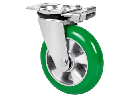 Rueda giratora placa mec.dir.4mm 10zvrmd200-auagb alu-poliur.verde bol.balona ALEX