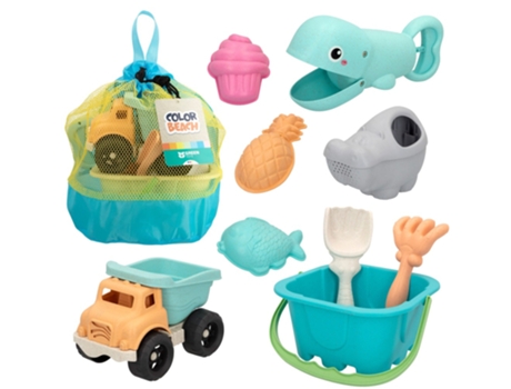 Set playa cubo con 9 accesorios Color Beach Green - 2 surtidos COLORBABY