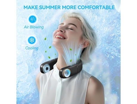 Ventilador De Cuello Portátil Recargable Sin Aspas De Ventilador Que Sopla Aire Frío Con Placa De Enfriamiento Usable - Negro BISBISOUS