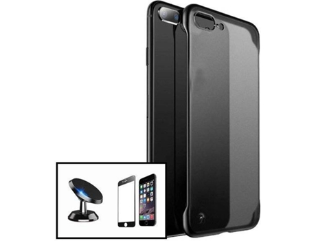 Kit Carcasa Bumper + Protector de Pantalla iPhone SE 2022 PHONECARE Transparente y Negro