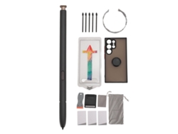 Kit de lápiz óptico estilo 2026 para S24 Ultra con 5 puntas, protector de pantalla de vidrio templado, estuche dorado y soporte.