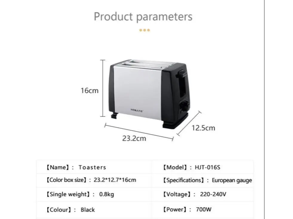 Tostadora Sokany Sk-016s Tostadora 2 Ranuras, 700 W, Molde Sartén Tostadora 2 Rebanadas Acero Inoxidable. Sokany, nuevo, nuevo