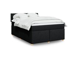 Cama Box Spring Con Colchón Tela Negro 160x200 Cm