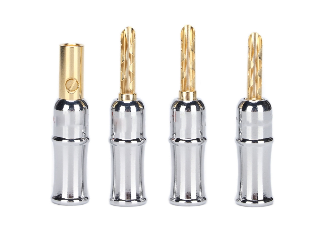 4pcs Conector Plug Banana Latão Revestido Ouro 24k Para Alto-falantes Ba1451 Prateado Preto/vermelho