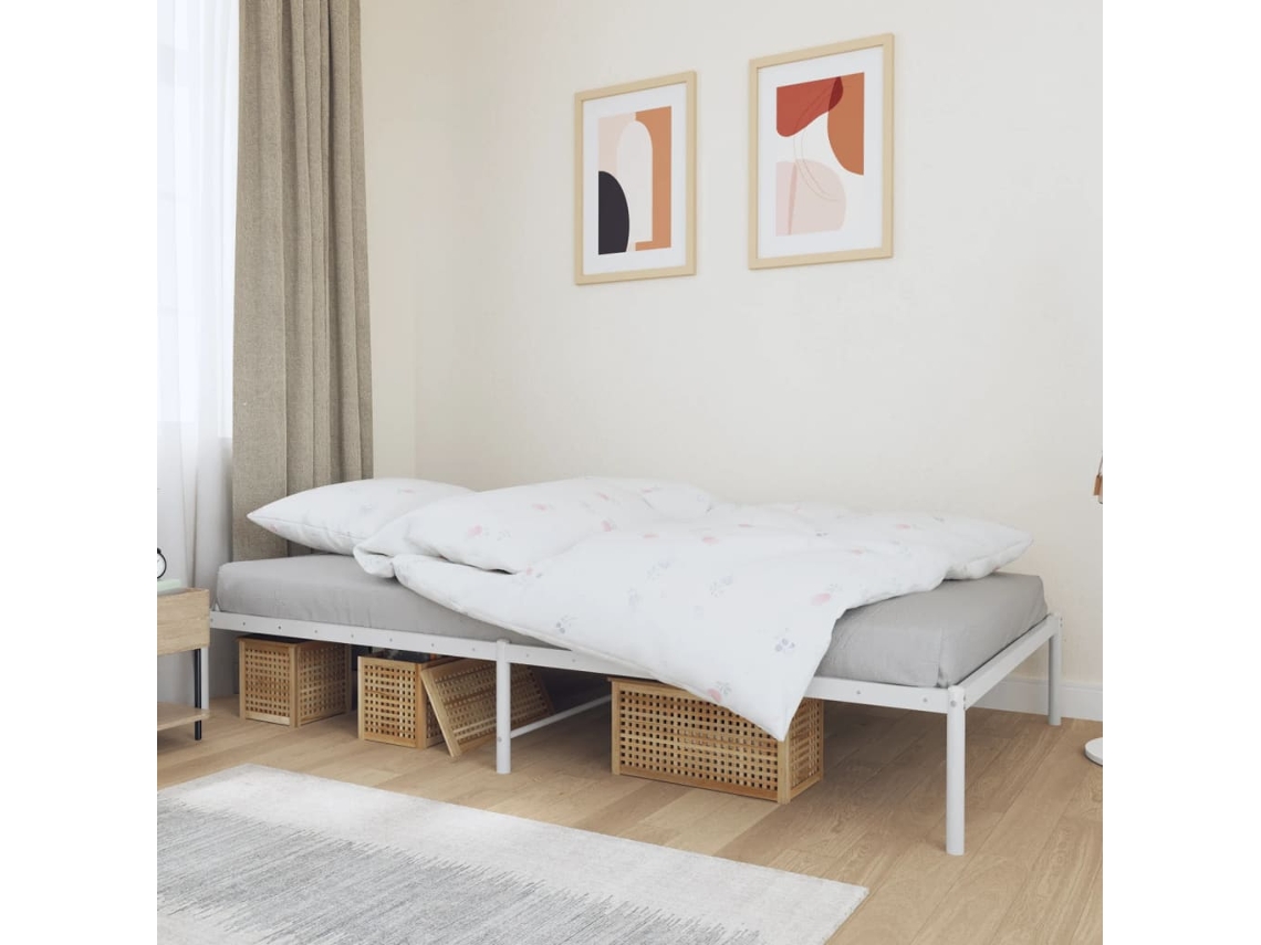 Estructura De Cama Sin Colchón Metal Blanco 107x203 Cm