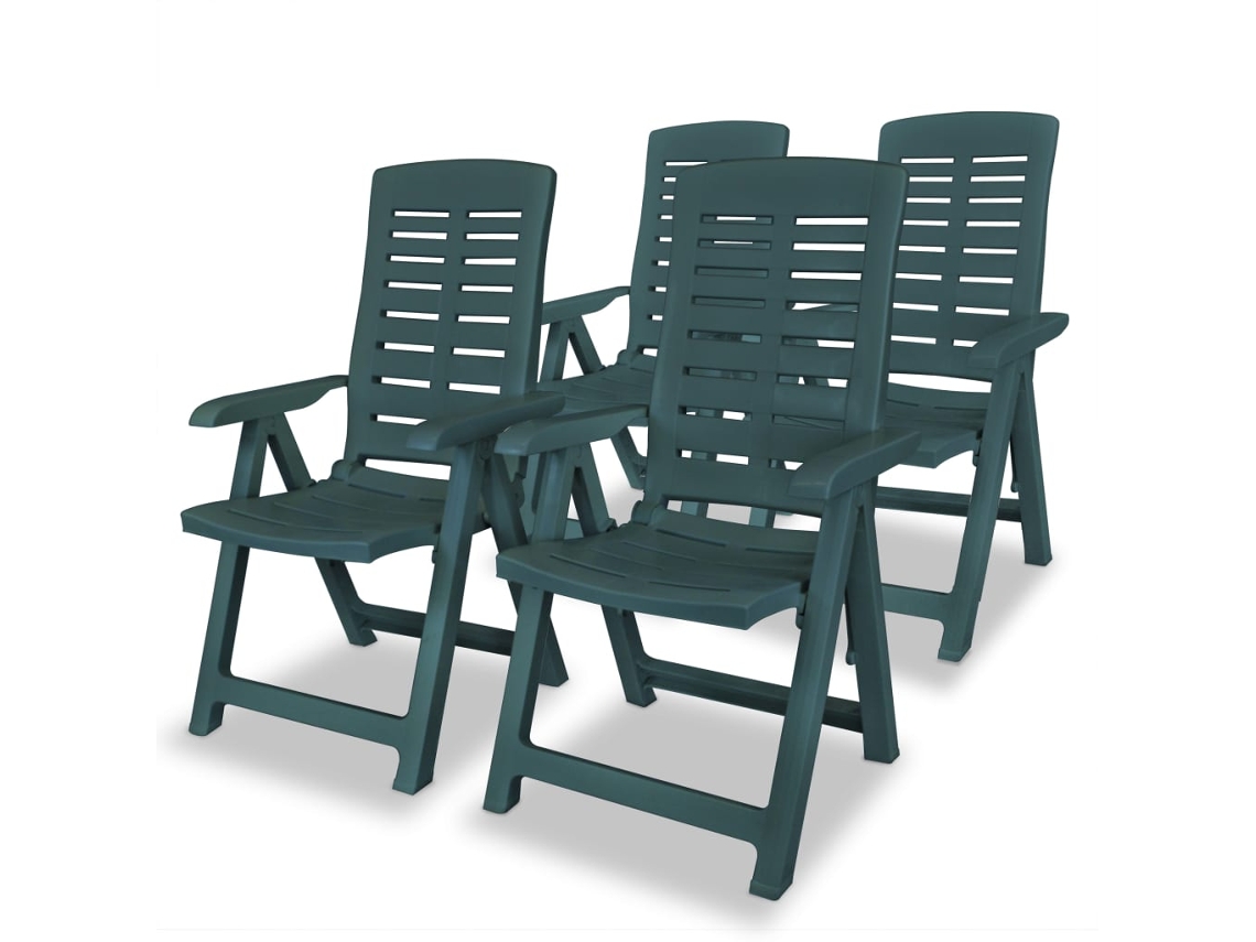 DKD Home Decor 4 sillas de jardín reclinables de plástico verde