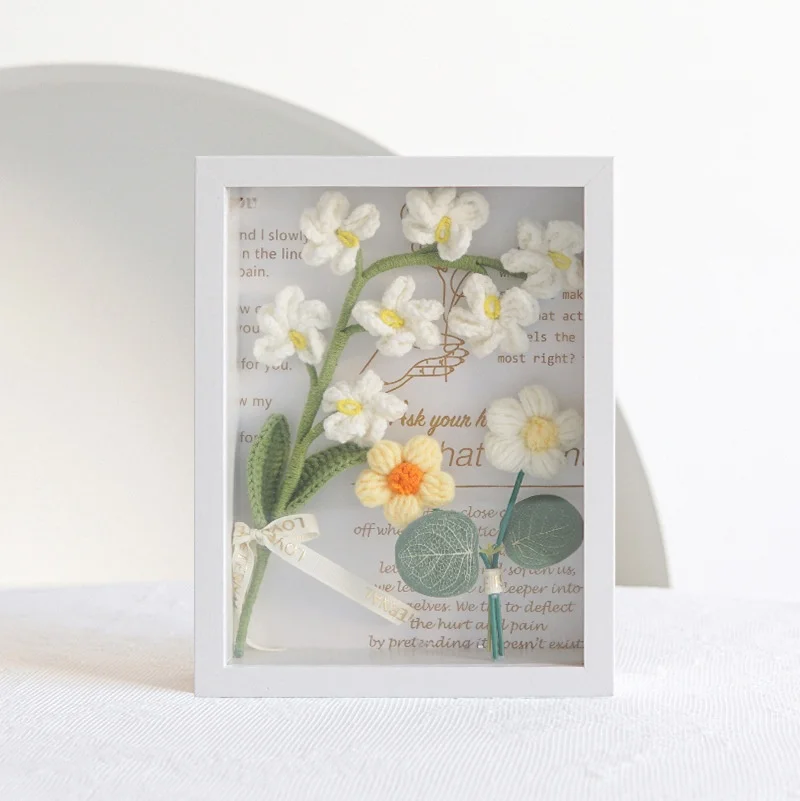 Ramo De Flores Y Marco De Fotos Tejidos A Mano Con Ganchillo, El Regalo Perfecto.
