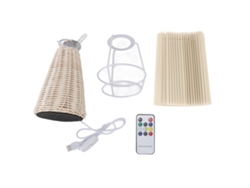 2026-lámpara De Mesa Plegada Con Control Remoto, Tela Beige Moderna, Base De Ratán, Para Dormitorio, Sala De Estar Y Oficina