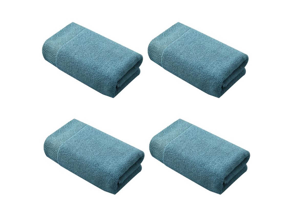 Conjunto de Toalla NEVEANCE Mano Suaves Absorbentes Algodón Azul - 4pcs (34x73cm)
