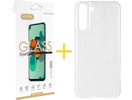 Kit Funda + Protector de Pantalla Samsung Galaxy S21 5G ACCETEL Liso (Transparente)