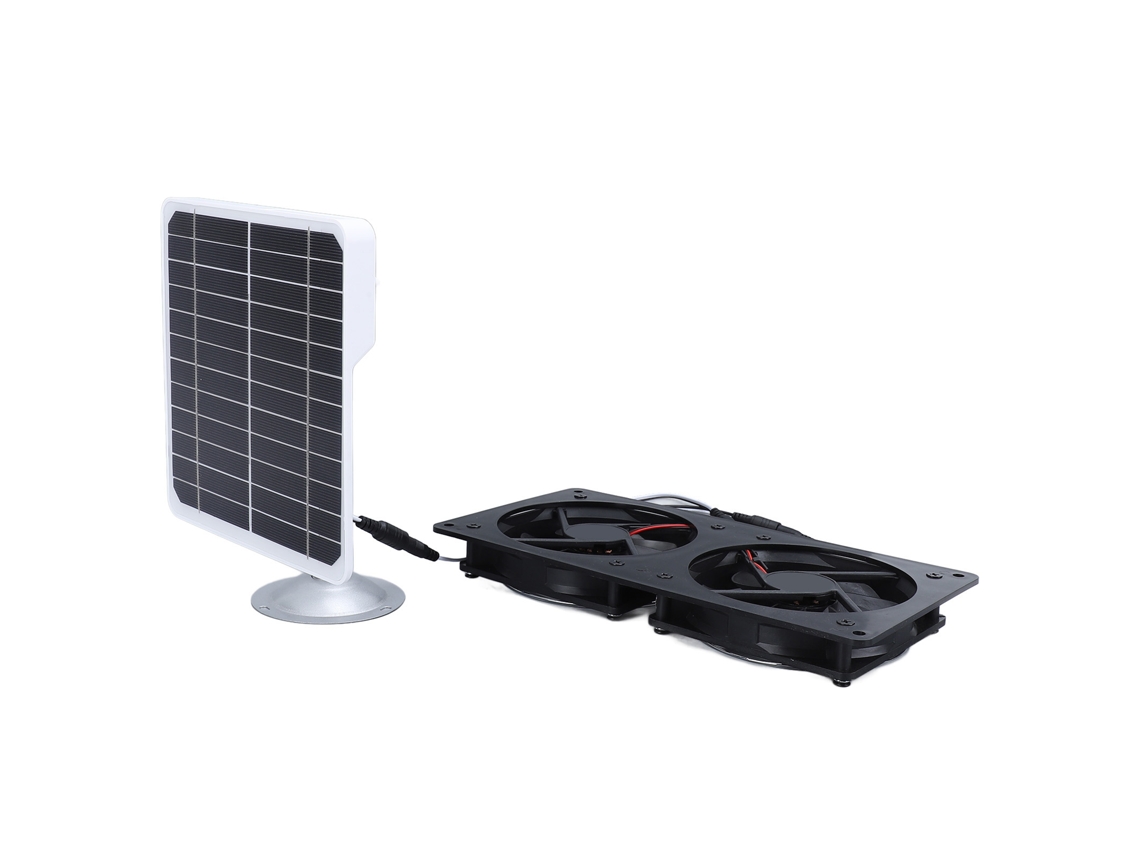 Kit de ventilador solar de 20 W con dos extractores para gallineros e invernaderos