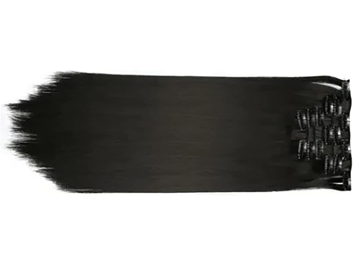 Extensión de cabello liso, 60 cm, extensión sintética con clips, SFUSHOS