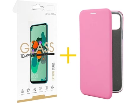 Kit Funda + Protector de Pantalla Apple iPhone 11 Pro Max SKYHE Flip Cover 0211 Rosa
