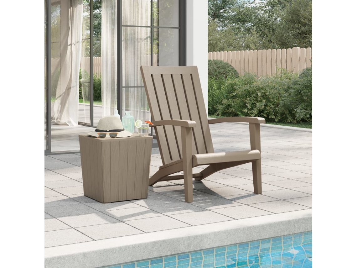 Silla de jardín Adirondack de polipropileno marrón claro de DKD Home Decor