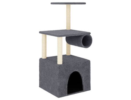 Rascador para gatos con postes de sisal gris oscuro VIDAXL (109,5 cm)