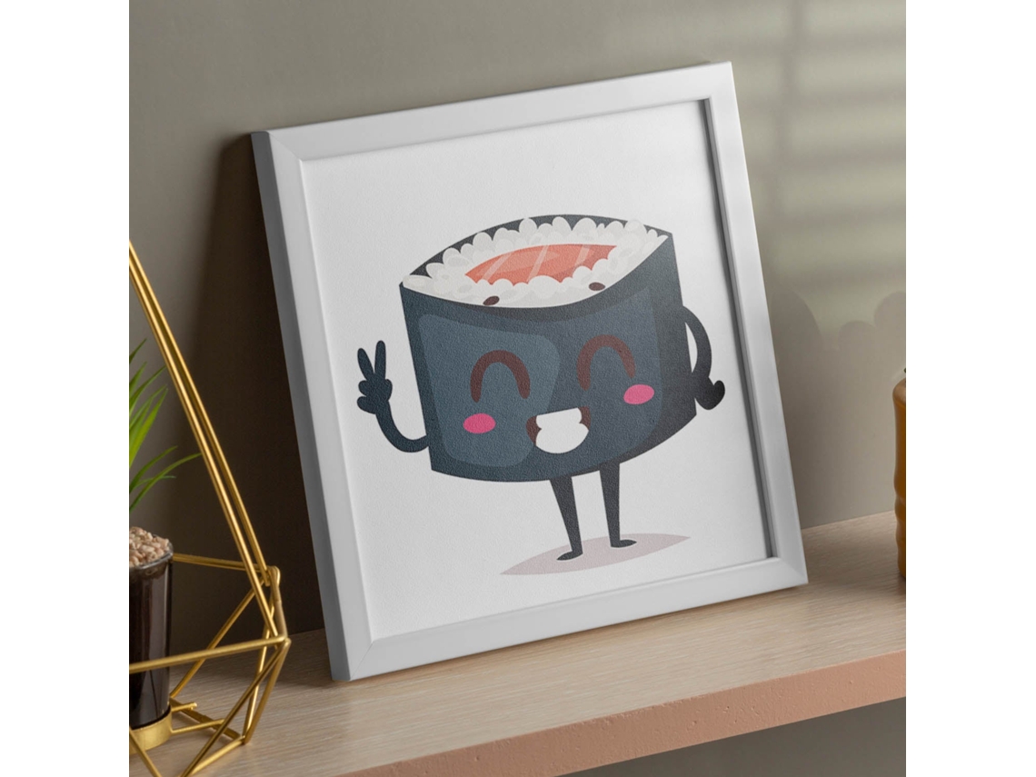 Póster NACNIC Cuadrado de Sushi. Sushi Salmon In, con Dibujos de Sushi, Onigiri, y Otras Comidas Japonesas.