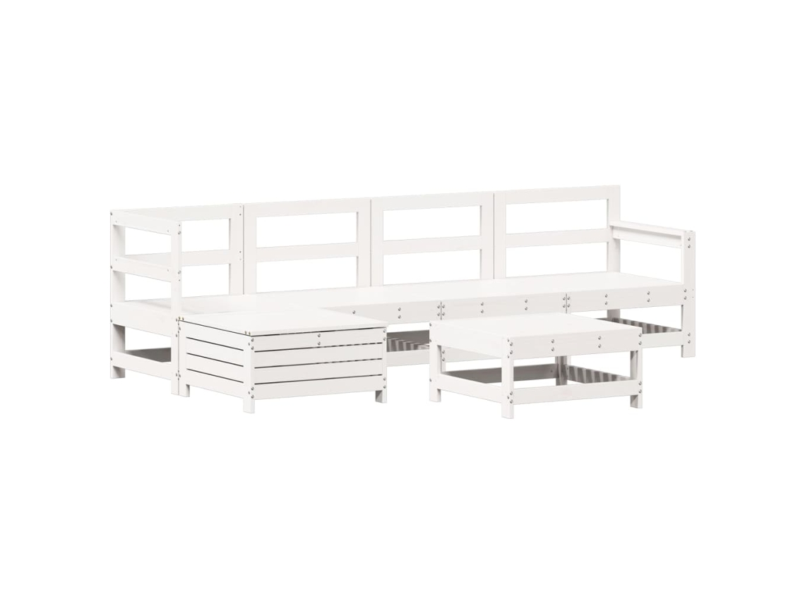Conjunto 6 de sofás de jardín VIDAXL madera maciza pino blanco