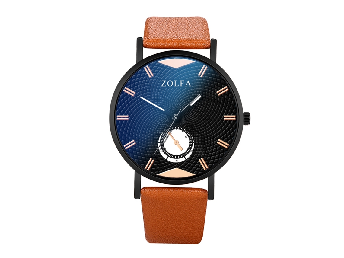 Reloj De Pulsera Informal Para Hombre Con Esfera Redonda Analógica De Cuarzo Y Correa De Piel Sintética Marrón.