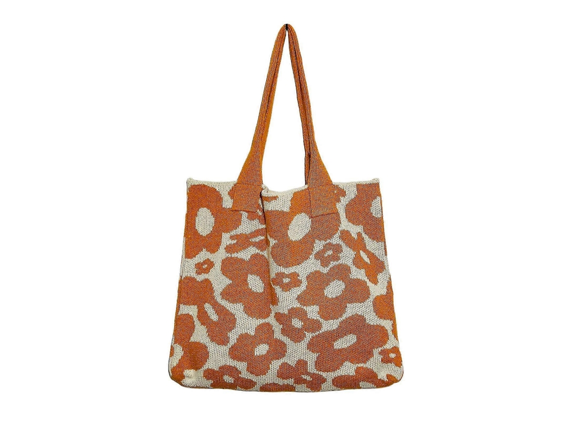 Bolso grande, bolso de hombro, bolso de malla con flores para salir, Lalamoli naranja