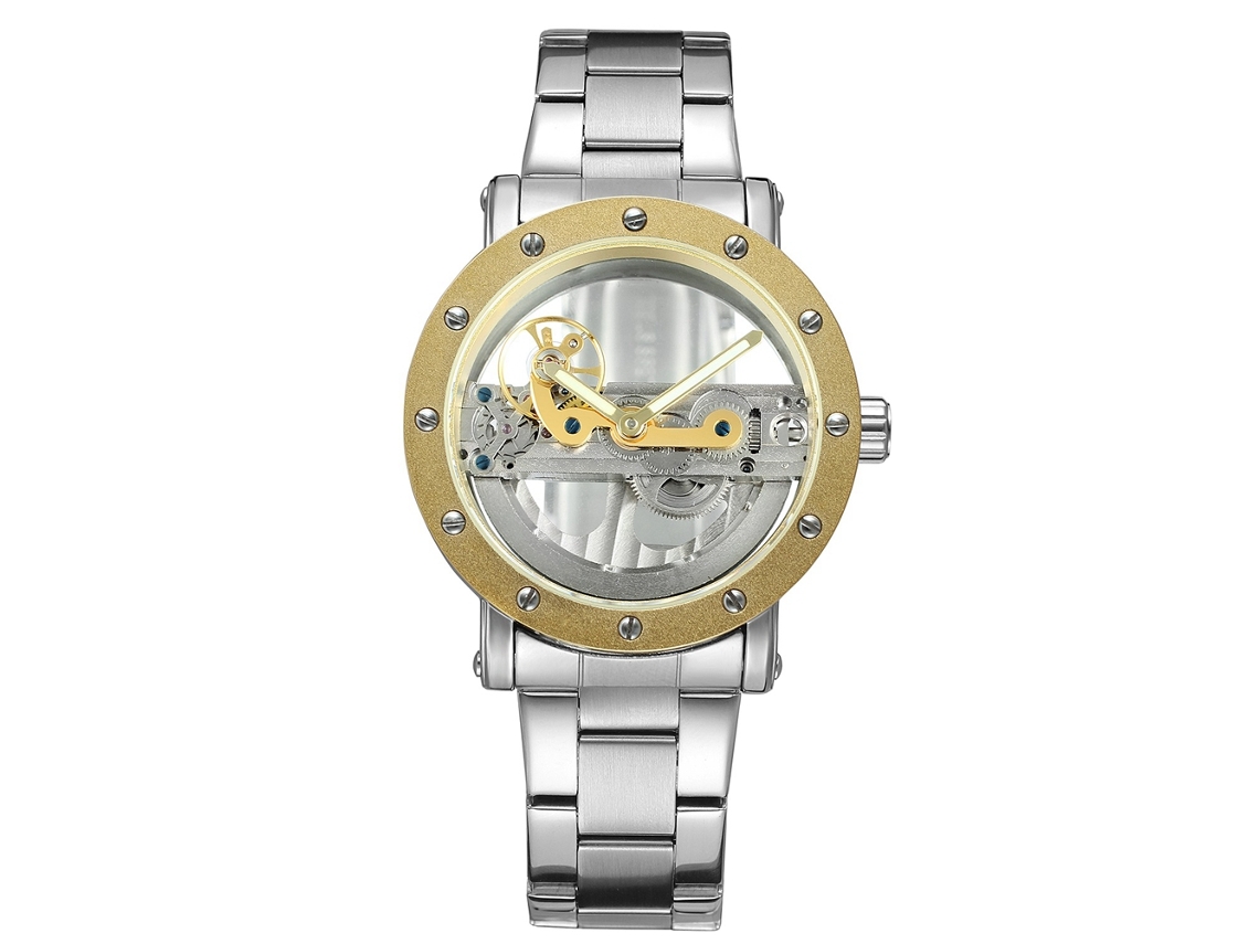 Reloj De Pulsera Automático Para Hombre Forsining, Acero Dorado, Moderno, Elegante, Resistente Al Agua.