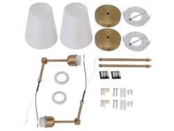 Juego De 2 Apliques De Pared Con Pantalla Blanca, Casquillo E26/e27, Acero Dorado, Para Baño Y Dormitorio, 85-265v.