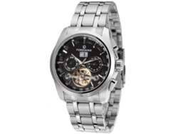 Reloj Automático Mecánico De Acero Inoxidable Con Tres Zonas Horarias Forsining (negro+plata)