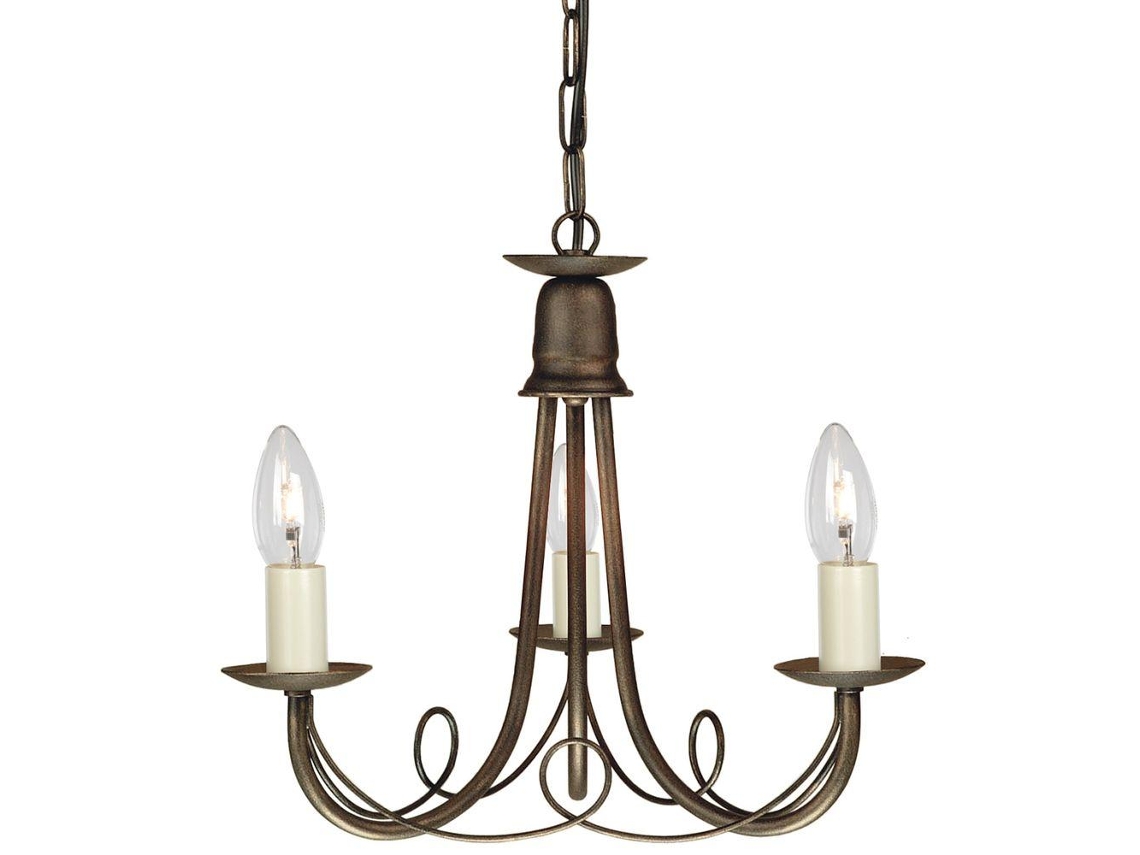 Lighting Elstead de lámpara de araña (mn3-blk-d-din) Minster Steel E14 3 Bulbos