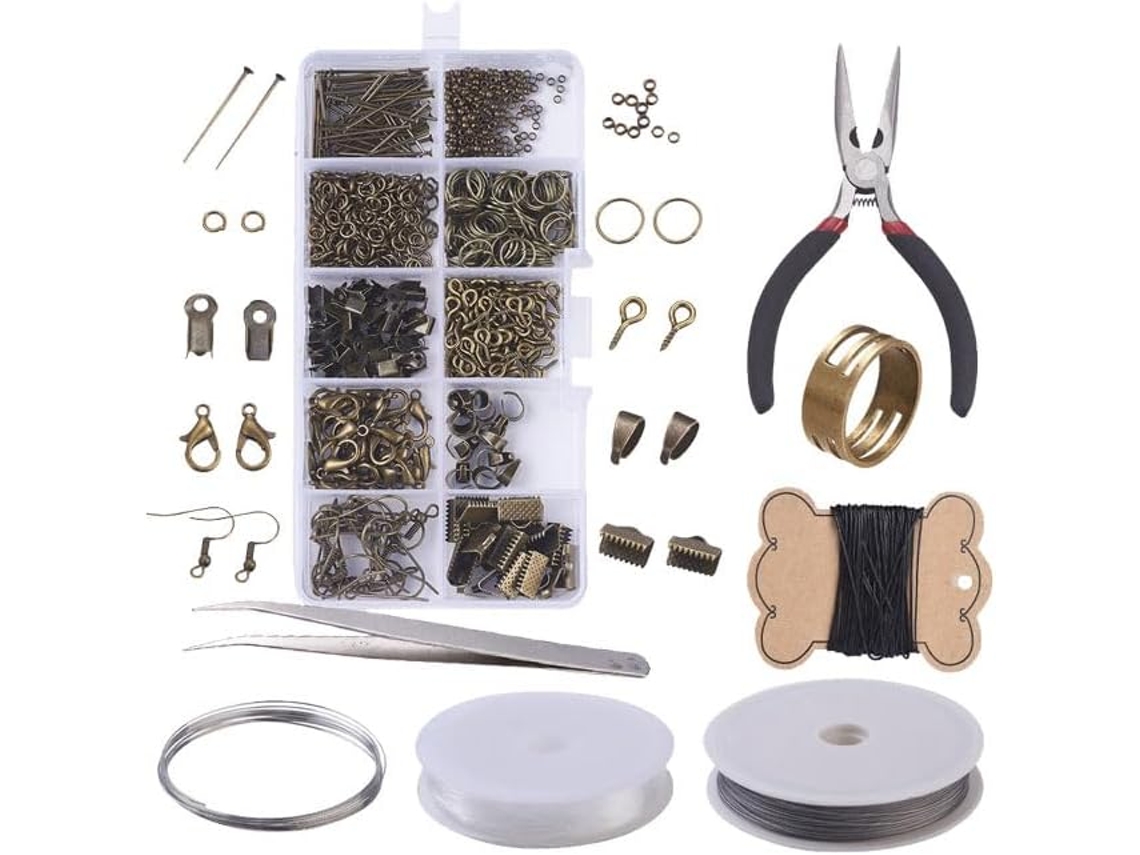 Kit para hacer pendientes de metal, accesorios para la fabricación de joyas, herramienta verde antigua SFUSHOS